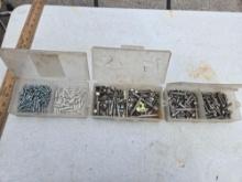 3 Small Hardware Organizers with Assorted Hardware. All one Money.