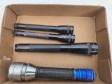 Box of 3 Mini Mag Lites and 1 Other. All 4 One Money.