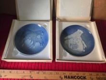 2- B and G, Copenhagen Porcelain Mother's Day Collectible Plates in Original Packaging. 1972 and