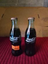 Pair of 1996 Atlanta Olympics Coca-Cola Bottles. Collectible. Both One Money.