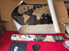 Mr. Columbus. Hanging World Wall Map. With Tube Holder And Accessories.