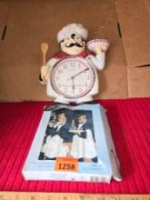 Chefs Kitchen Wall Clock, and Wine Cooler in Original Packaging. Both one Money.
