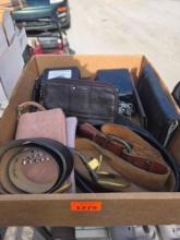 Box of Assorted Wallets and Belts. All one Money.