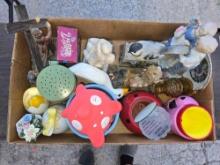 Box of Assorted Home Decor Items.