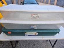 3 Long Totes with Lids. All one Money.