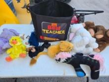 Best Teacher Basket with Assorted Stuffed Animals.