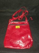 Fashion Designer Crossbody Purse. Faux Red Snakeskin/Leather. Apparel