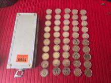 50 United States State Quarter Set. Uncirculated, Sealed Individually in Acrylic Cases, with Hard