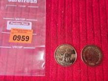 2 Copper Rounds. The Ice Age, and Indian Head Penny Commerative. Each Round is 1 A.V.D.P. Ounce .999