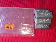6 Lyman Lead Ingots. Each Approximately 1 Pound. All one Money.