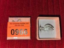 Ornate Silver Ring with Multiple Stones. Stamped 925. With Ring Box. 4 Grams Total Weight. Jewelry