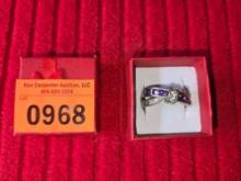 Ornate Silver Ring with Multiple Stones. Stamped 925. With Ring Box. 5 Grams Total Weight. Jewelry