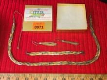 Ornate Silver and Gold Toned Braided Neclace, Bracelet, and Earring Set. Stamped 925. In Gift Box.