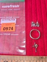 Silver Ring, Pendant, and Earring Set. With Stones. Ring and Pendant Stamped 925. 8 Grams Total