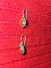 Vintage Carnelian and Silver Earring Set. Stamped 925. Jewelry.