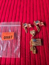 Group of 4 Assorted Patriotic Flag Brooches/Pins. All one Money. Jewelry.