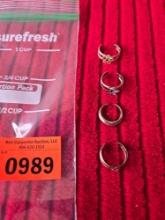 Group of 4 Assorted Toe Rings. No Stamp Found. All one Money. Jewelry