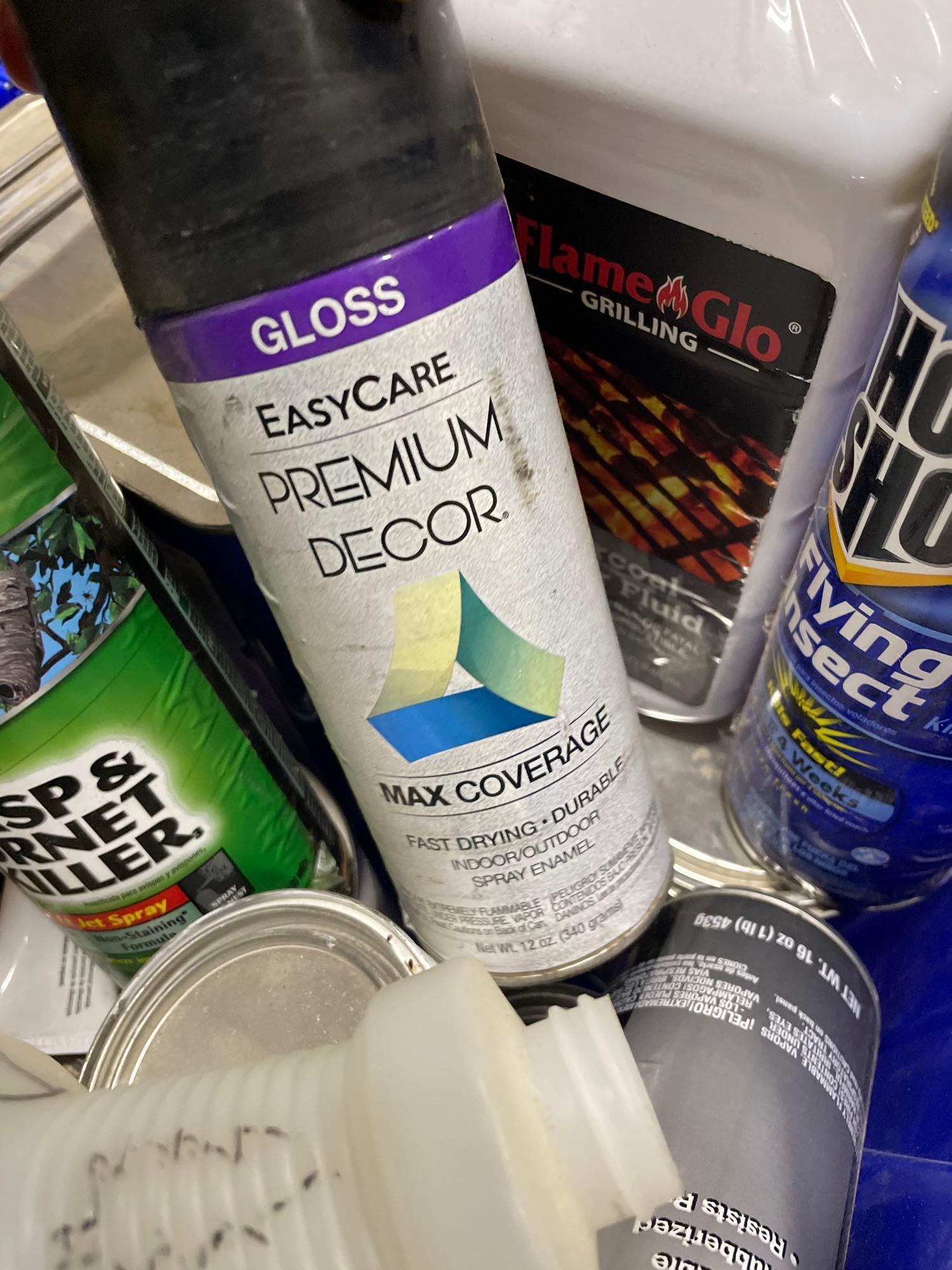 tub of cleaning products and more