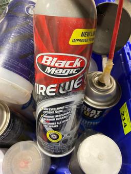 tub of cleaning products and more