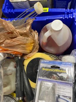 tub of adhesive remover; degreaser; paint rollers