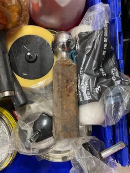 tub of adhesive remover; degreaser; paint rollers