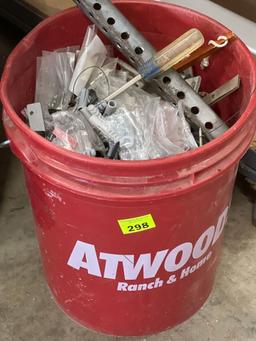 Bucket for miscellaneous items, screws, screwdriver, hinges, etc.