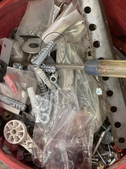Bucket for miscellaneous items, screws, screwdriver, hinges, etc.