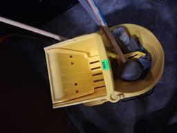 mop bucket w/ mop; plunger