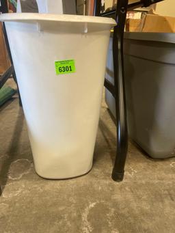 small white trash can