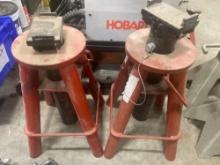 two 10 ton pin type jack stands