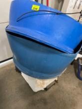 carpet squares; 50 gallon bucket cut