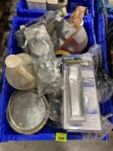 tub of adhesive remover; degreaser; paint rollers