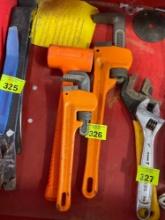 rubber mallet; adjustable wrenches