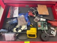 glue gun; electrical adapters; misc