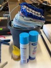 rags; bucket ; glass cleaner