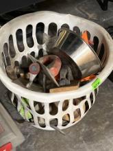dog food bowl; laundry basket; speed square ect