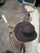 vintage display bike w/ cowboy hats