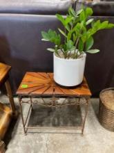 end table; decorative plant
