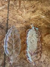 Leaf shaped glass serving trays