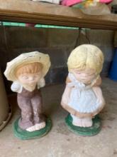 Boy and girl yard figurines Measurement and photos