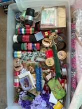 Ribbon and other craft supplies in tote