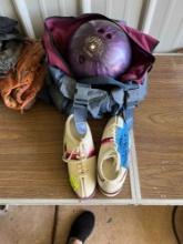 Bowling ball with bag and bowling shoes Size in photo