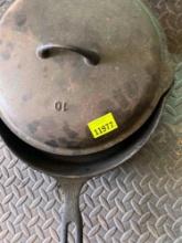 #10 cast iron skillet with lid