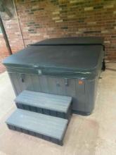 Plug and power spa with cover- this spa does work and shown in pictures. Buyer must bring help to