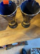 Pair of cobalt blue vases likely Asian origin