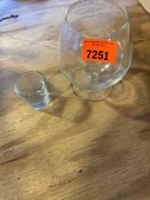 Shot glass and a brandy glass