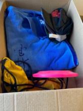 Baseball hats, beach towels, garden hat and other items