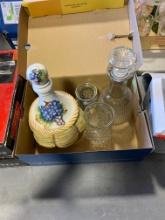 Vintage decanters, and two glasses