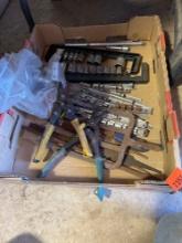 Wire snips, sockets, metal files, socket organizers, and other various items