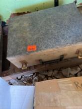 Vintage record player in carrying case